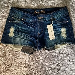 Love Notes Distressed Denim Cut Off Jean Shorts, Size 9